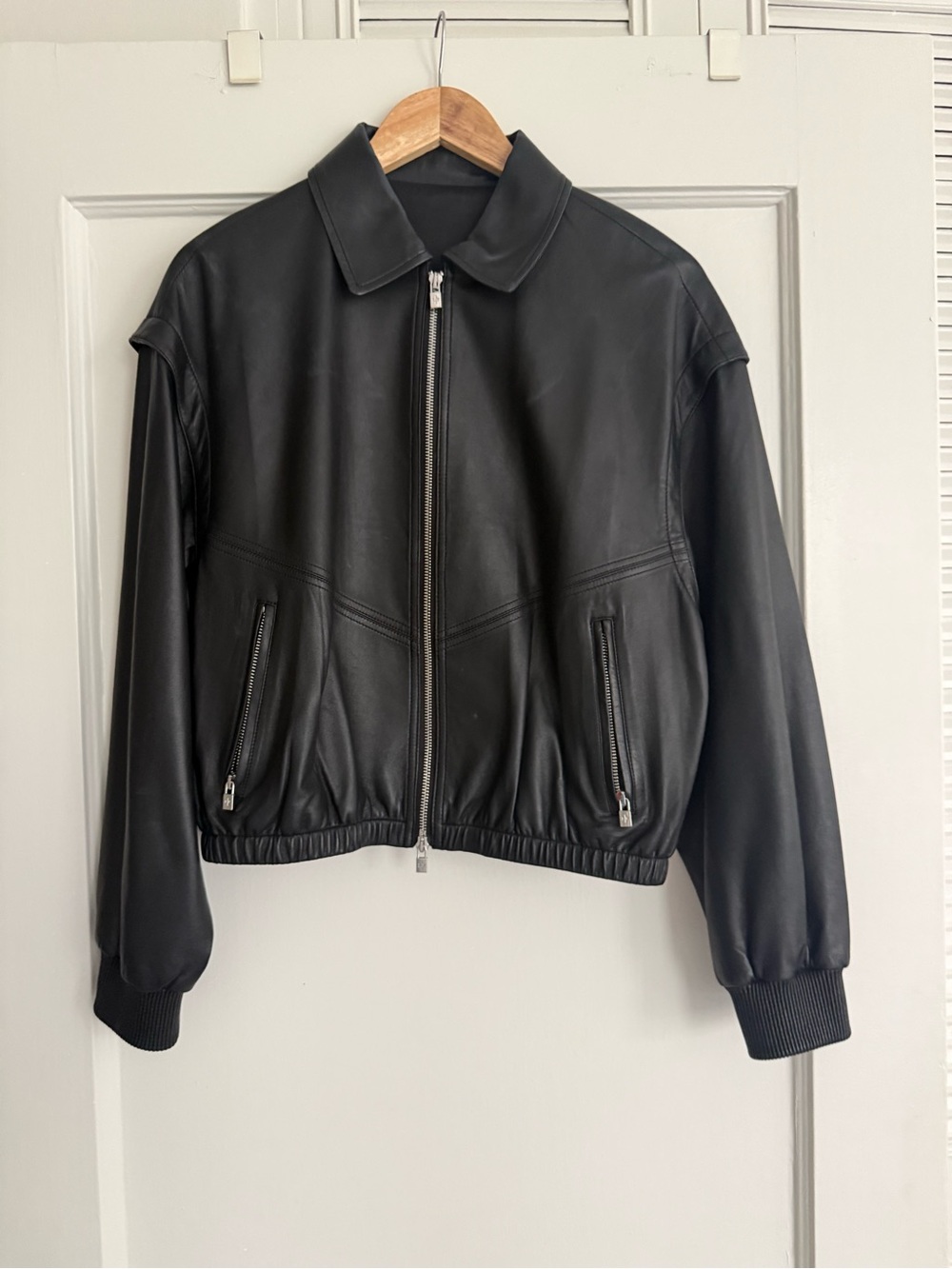 LP style lamb leather bomber jacket